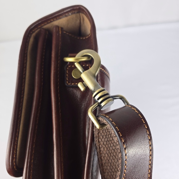 Floto Italian Leather Buckle Strap Briefcase Bag, Messenger Bag- Cognac - Picture 5 of 16